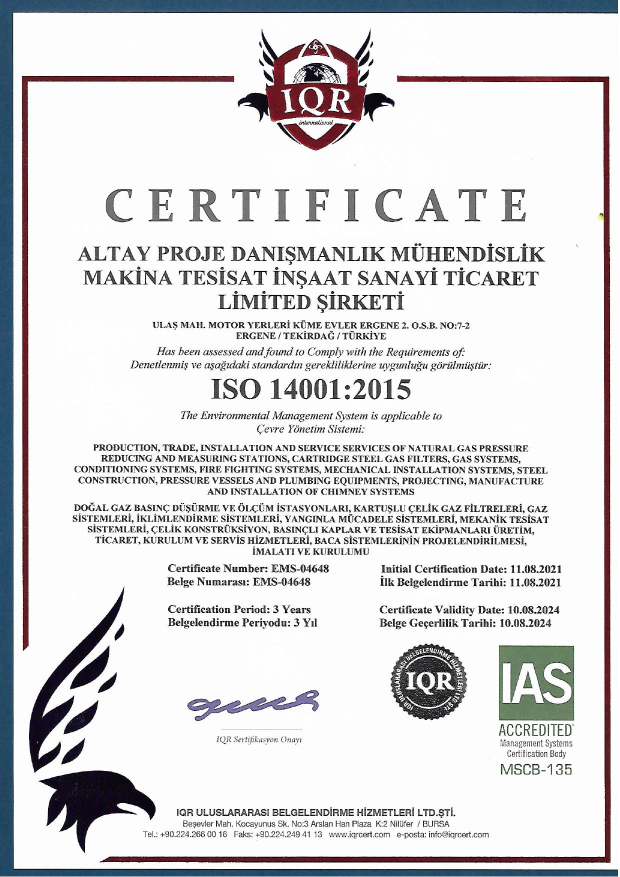 ISO 14001 Çevre Yönetim Sistemi